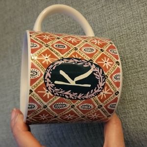 Anthropologie Jo Pink "K" Monogram Stoneware Mug